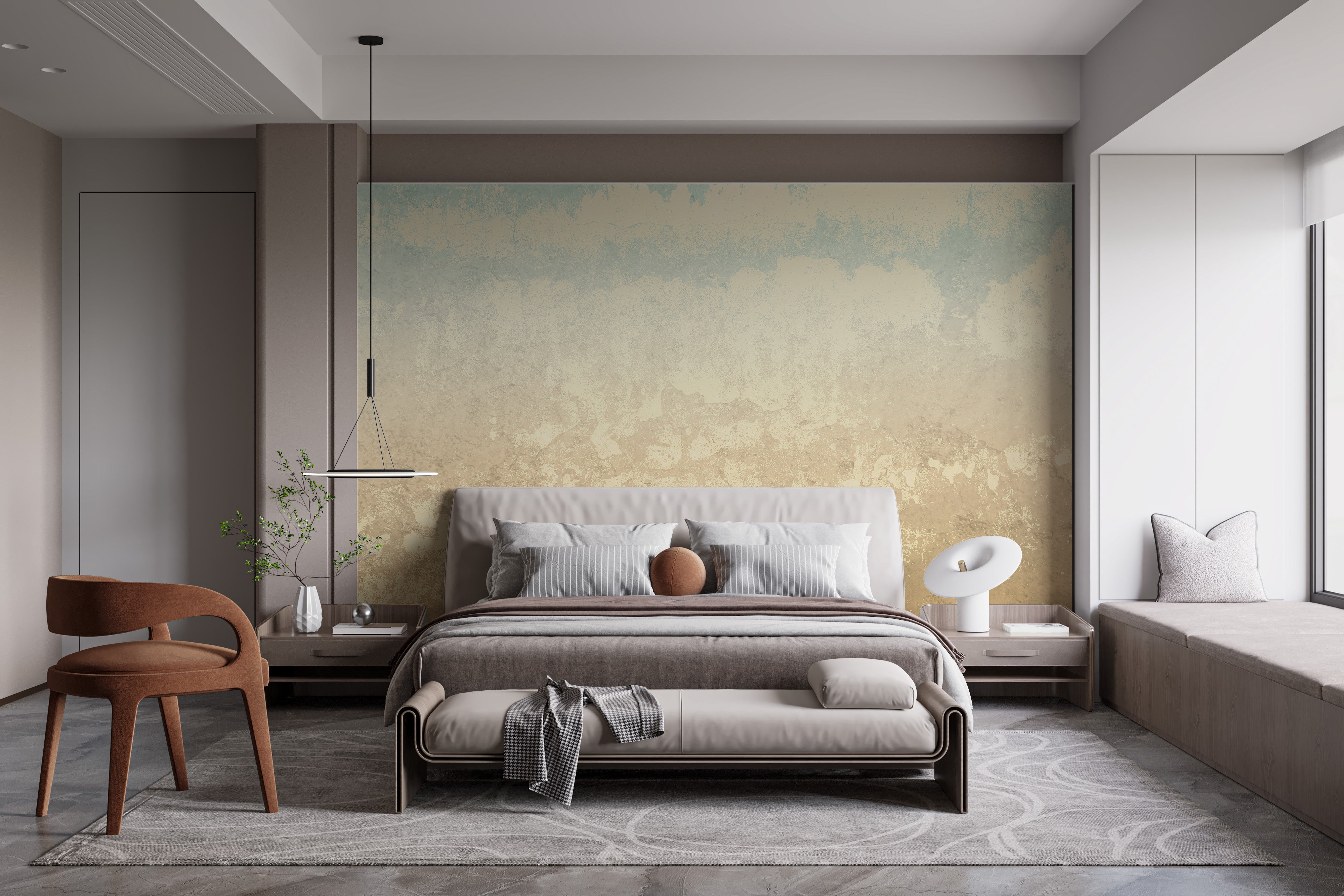 Industrial-style mural with rustic concrete texture for walls.
