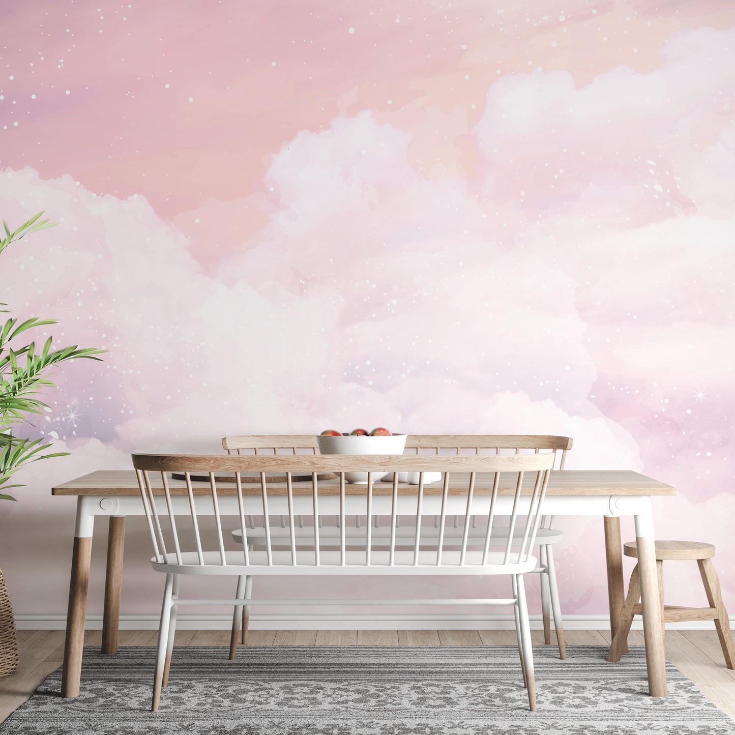 Artistic pink pastel glitter mural for modern and graceful walls.
