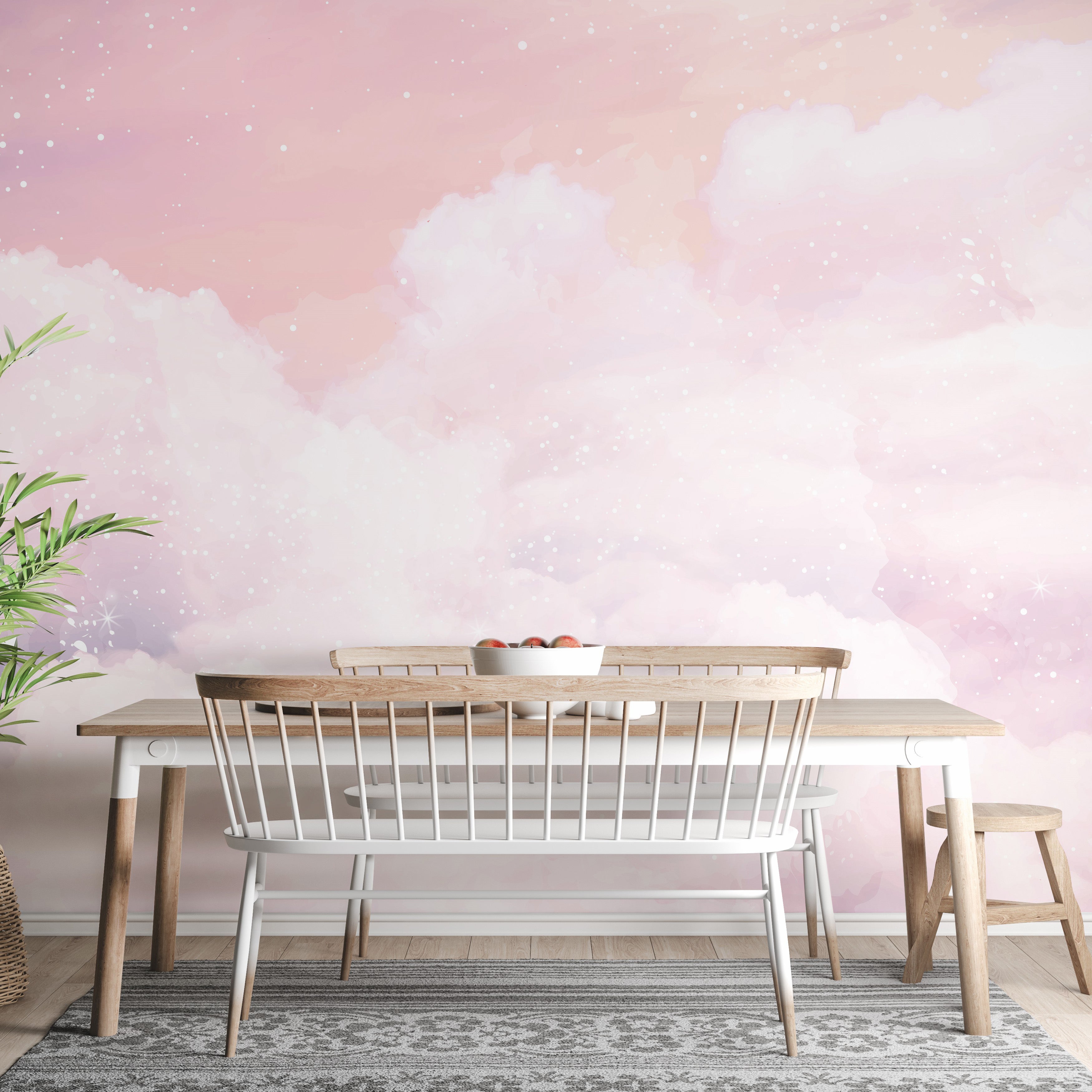 Artistic pink pastel glitter mural for modern and graceful walls.
