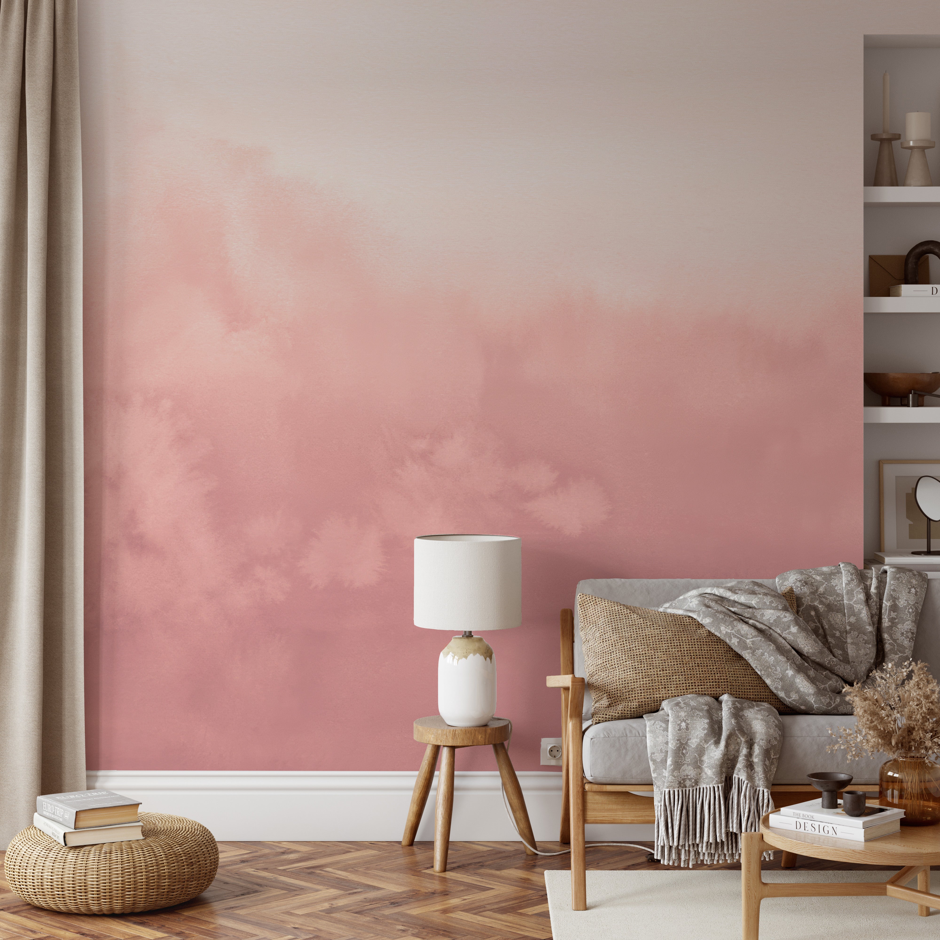 Watercolor Ombre Pink Wallpaper