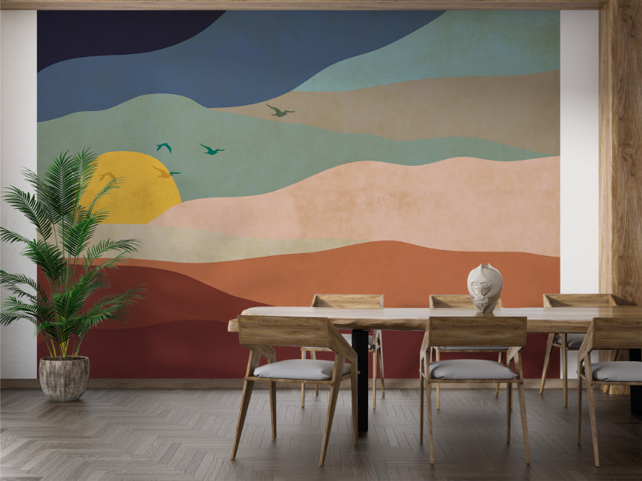 Sunset Abstract Wallpaper Mural