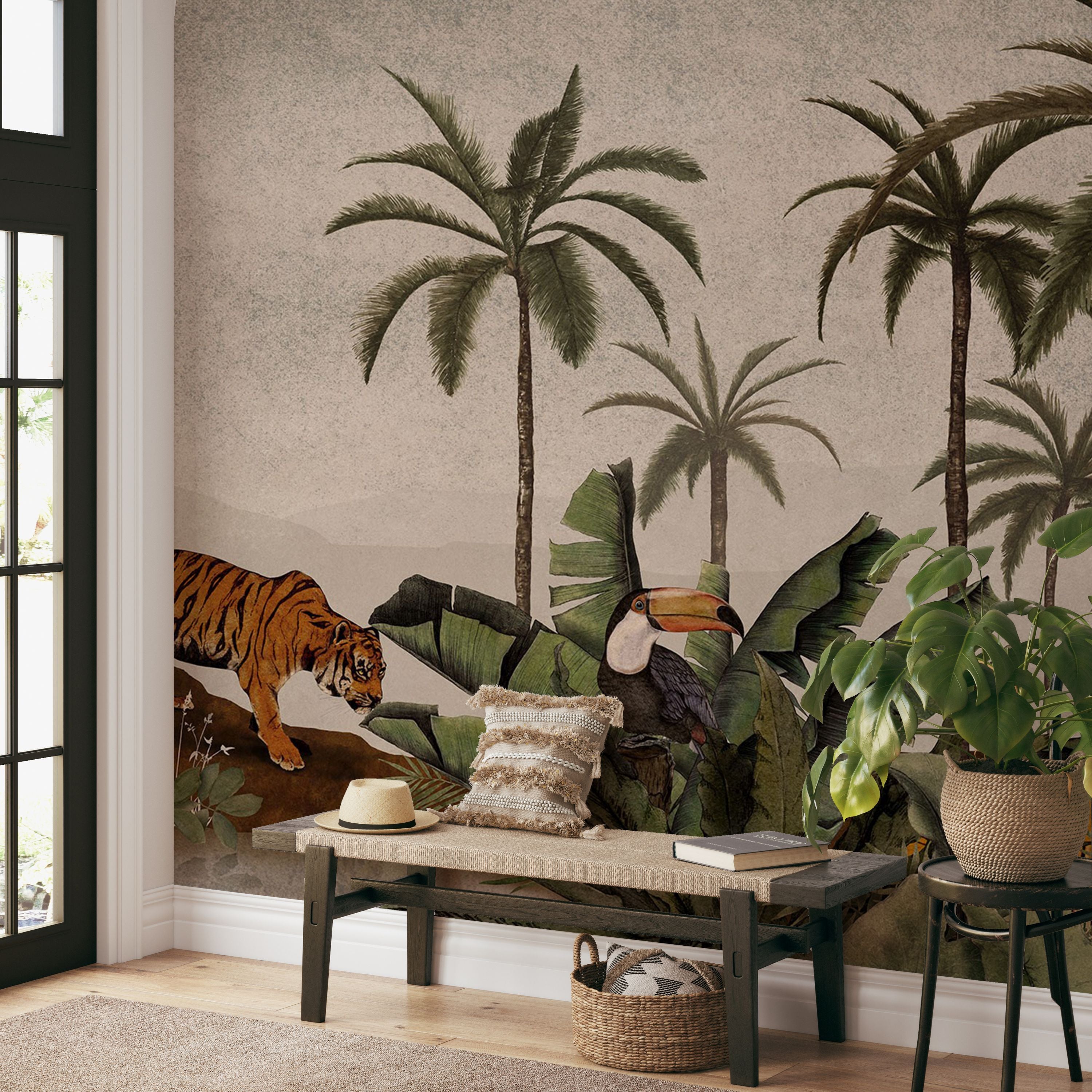 Tropical Tigers in Jungle Wall Mural