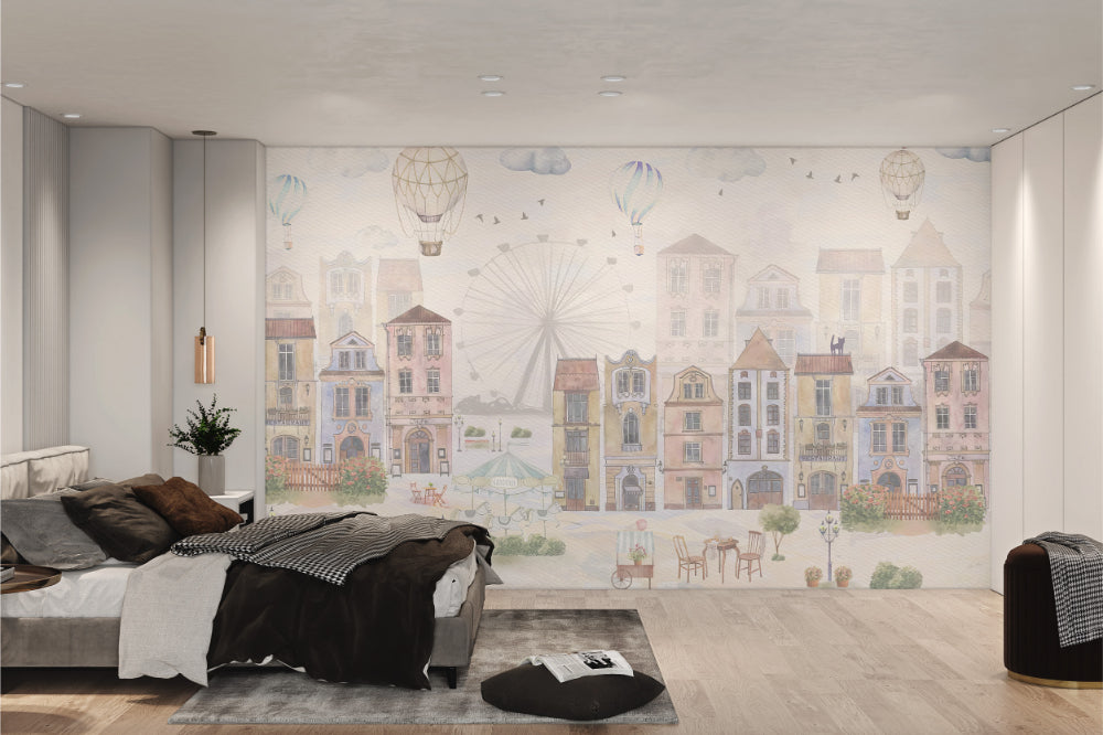 Watercolor City Wallpaper Mural