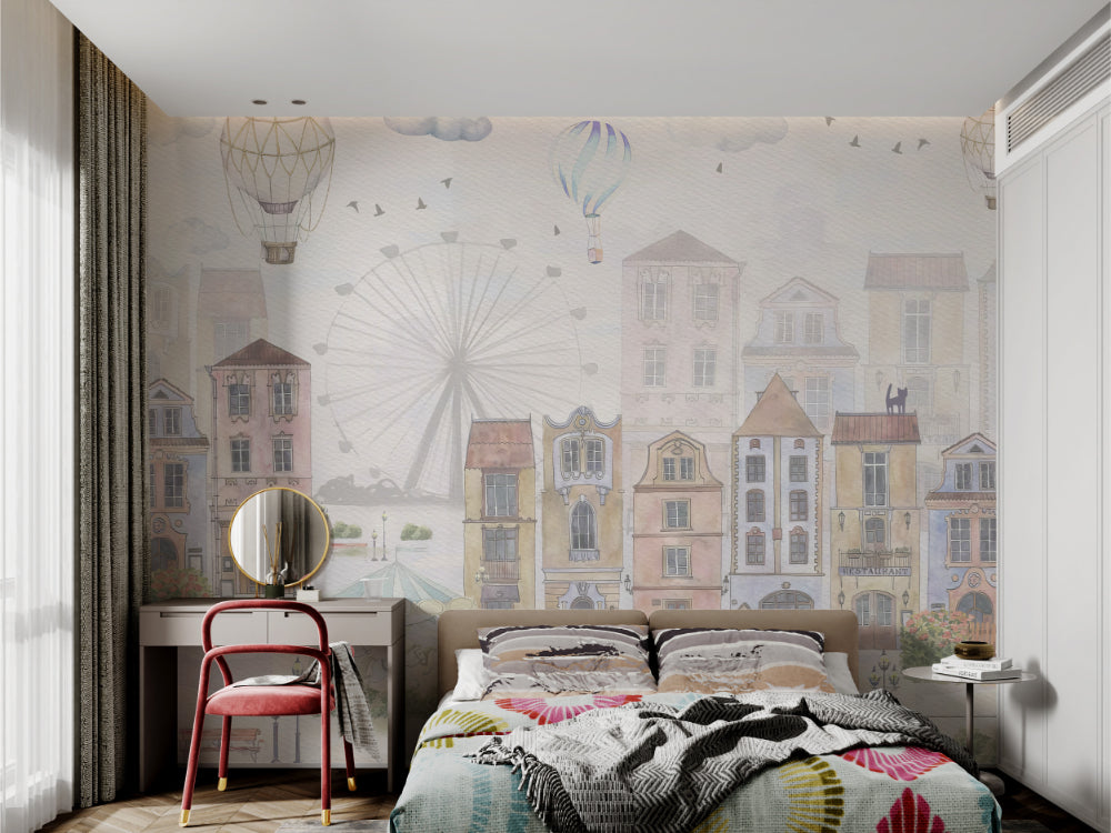 Watercolor City Wallpaper Mural