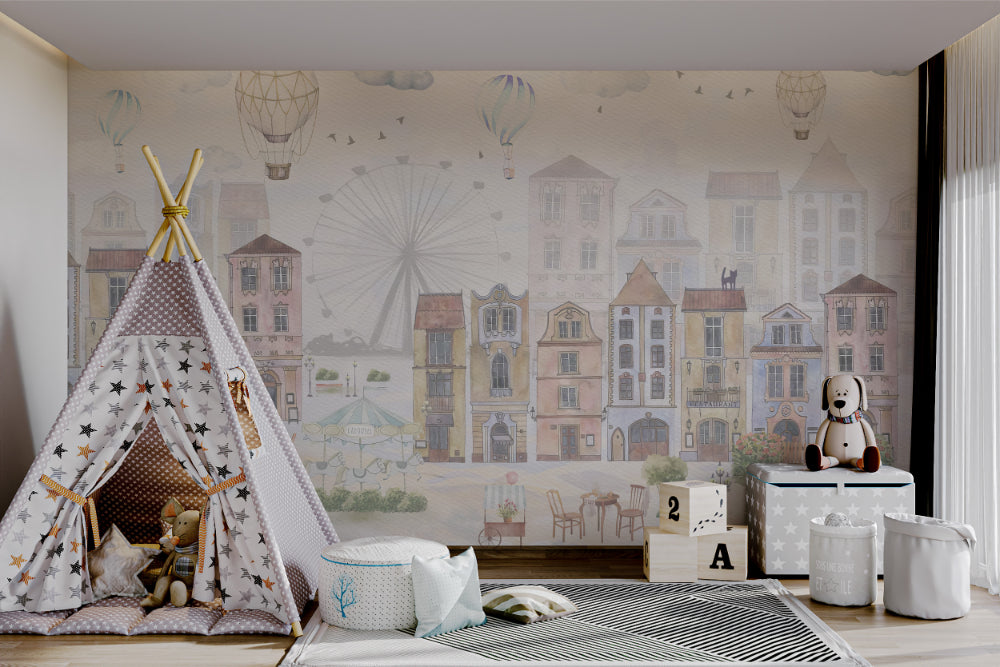 Watercolor City Wallpaper Mural