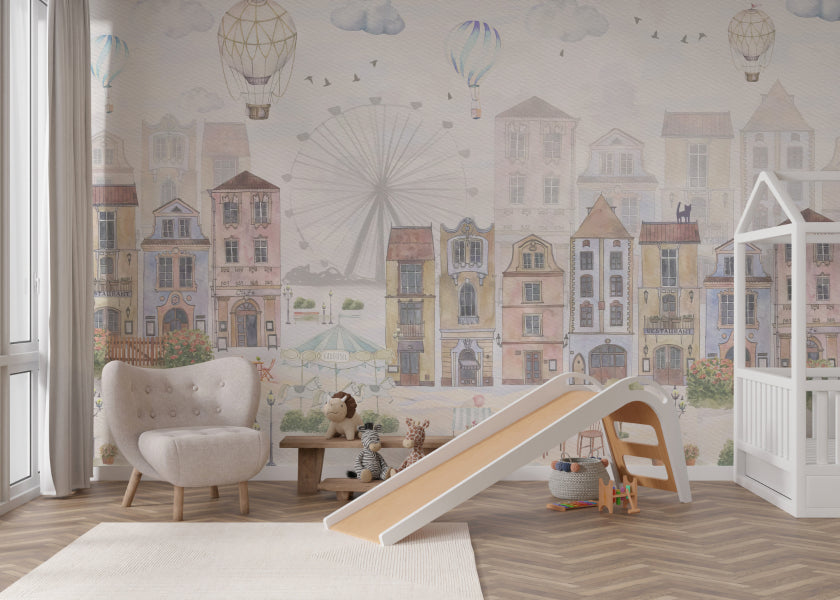 Watercolor City Wallpaper Mural