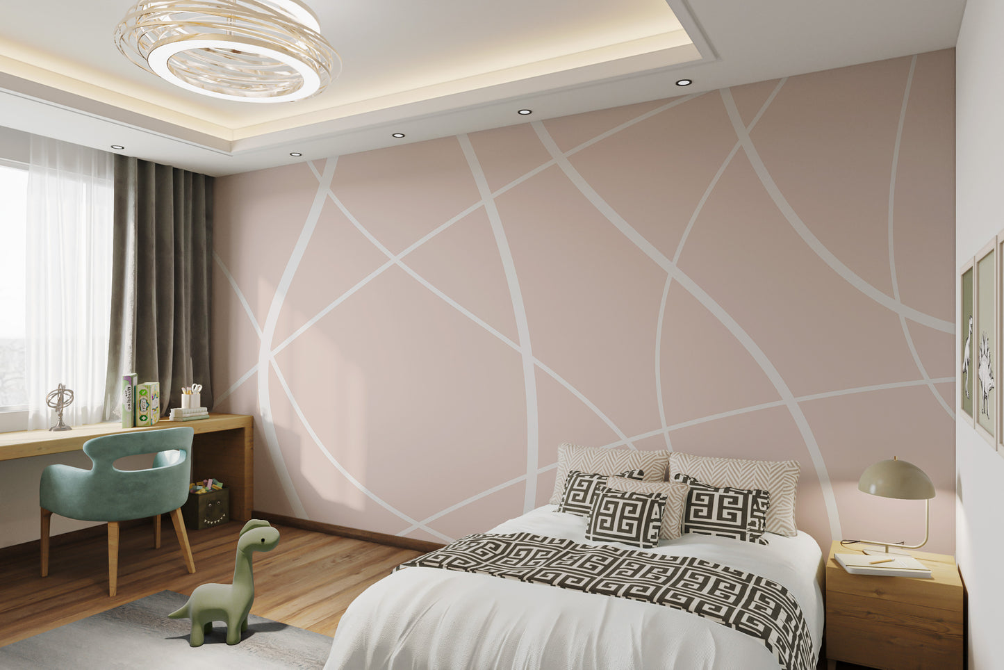 Soft Beige Lines Wall Mural