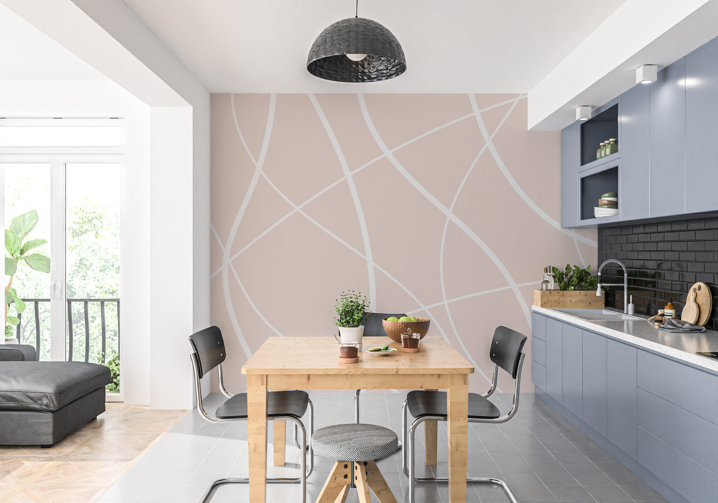 Soft Beige Lines Wall Mural