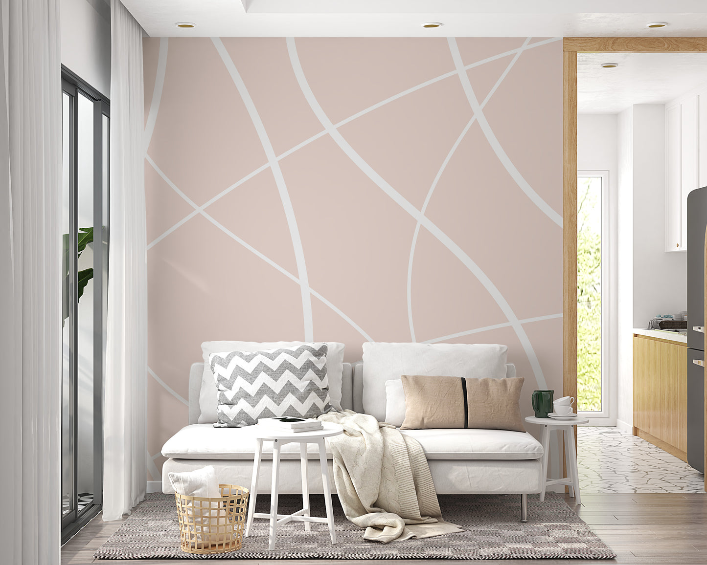 Soft Beige Lines Wall Mural