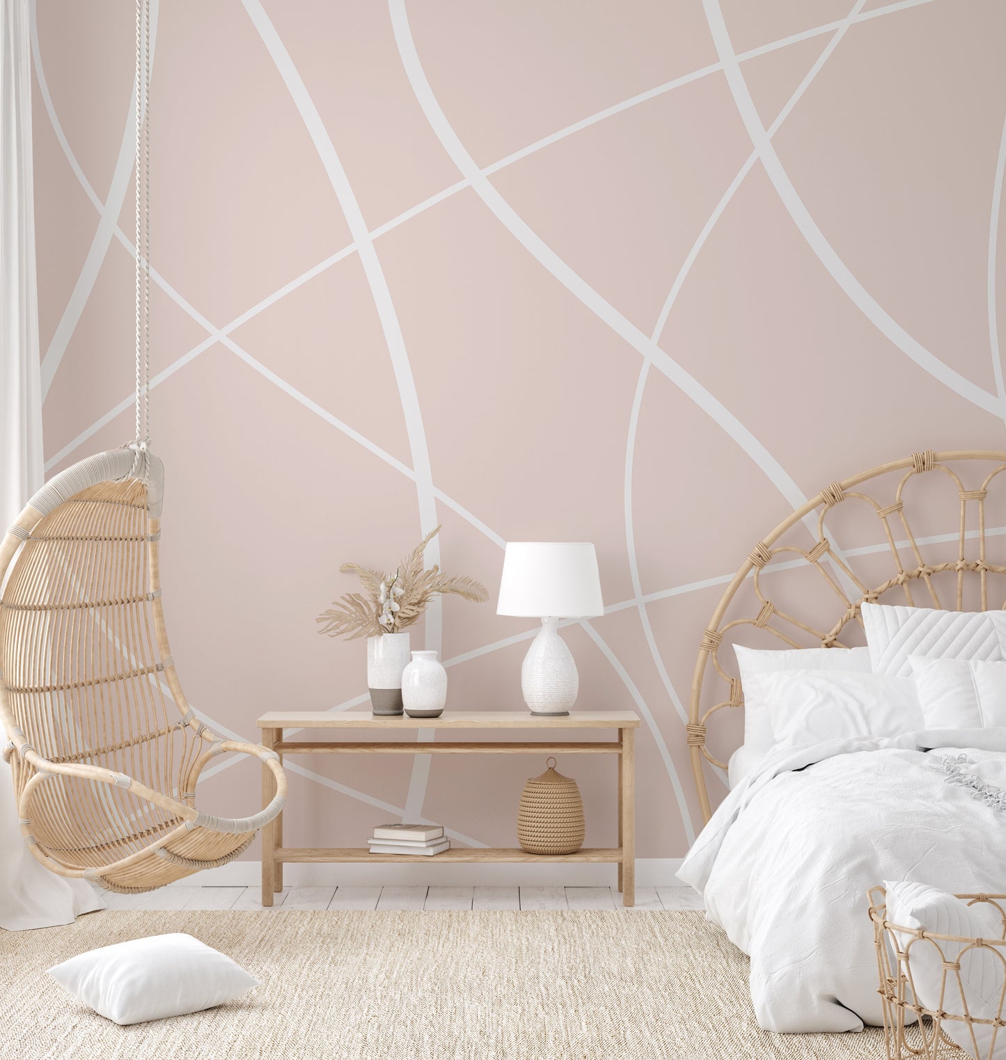 Soft Beige Lines Wall Mural