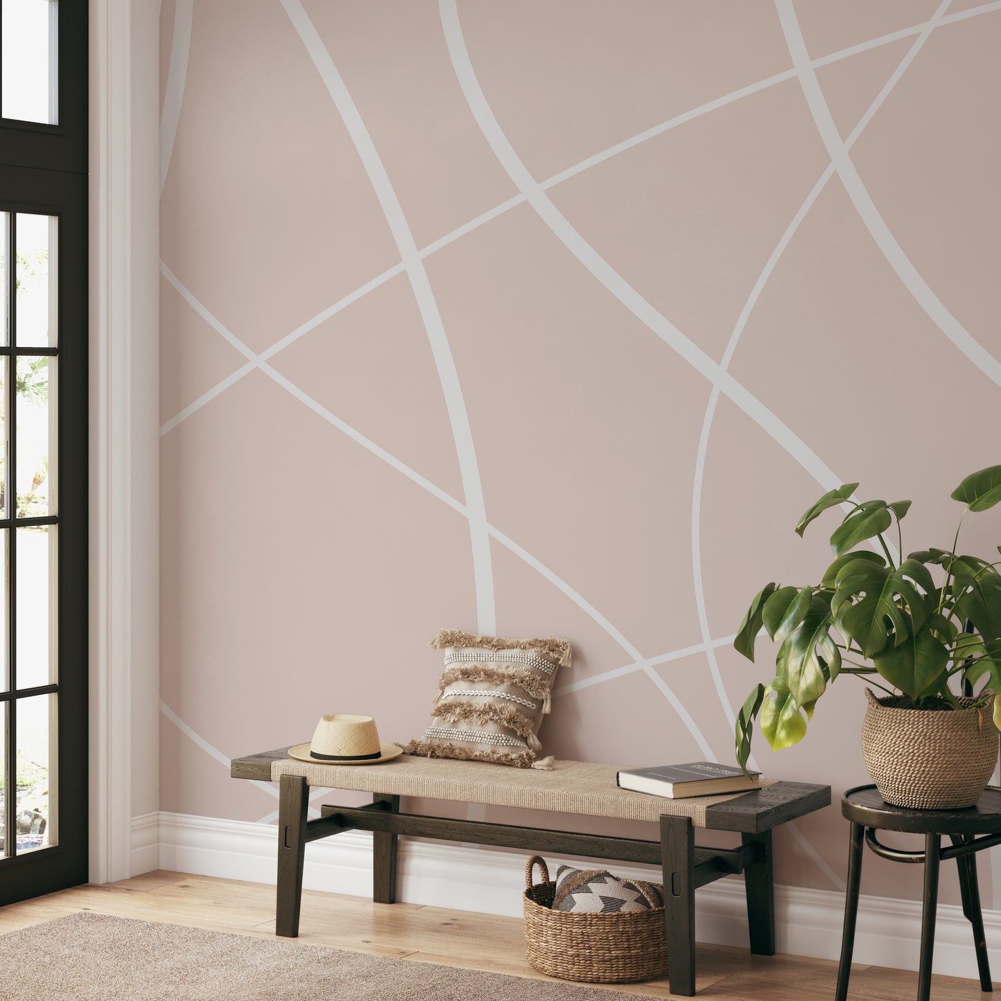 Soft Beige Lines Wall Mural