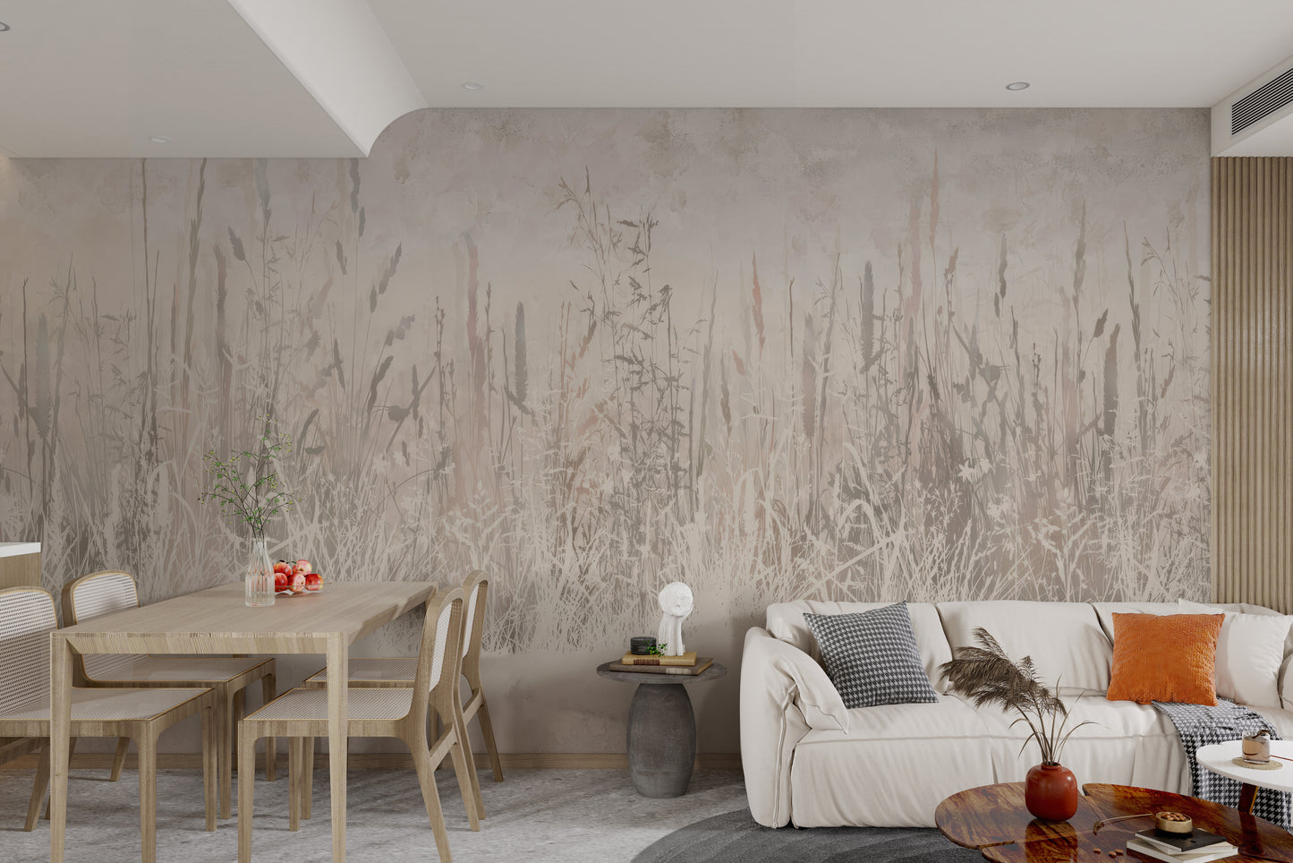 Abstract beige grass wallpaper for a modern rustic theme.