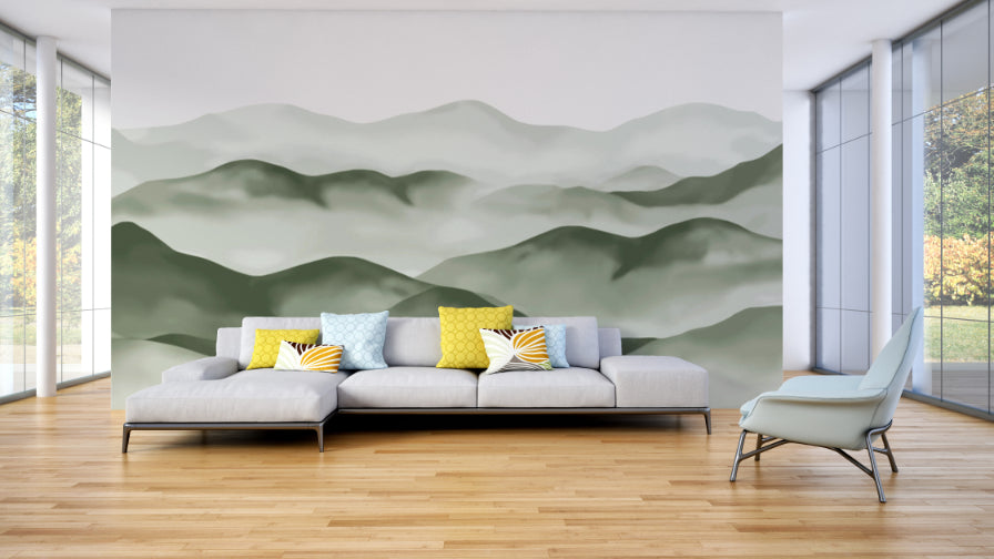 Foggy Mountain Range Wall Mural