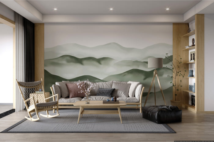 Foggy Mountain Range Wall Mural