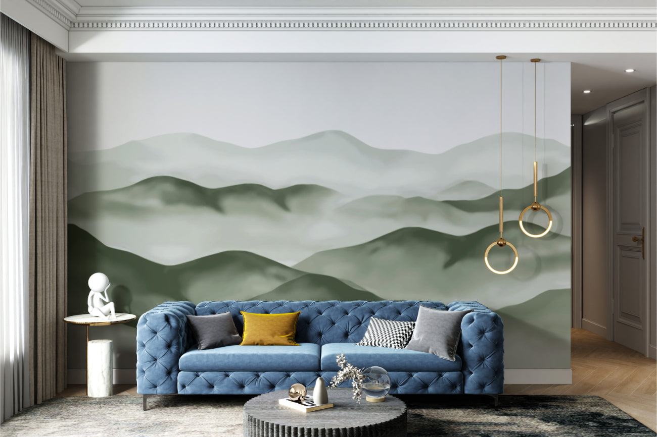 Foggy Mountain Range Wall Mural