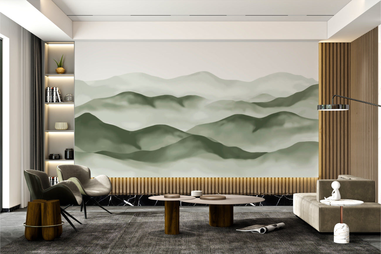 Foggy Mountain Range Wall Mural