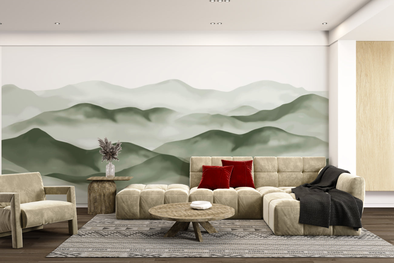 Foggy Mountain Range Wall Mural