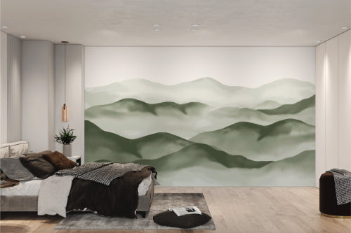 Foggy Mountain Range Wall Mural