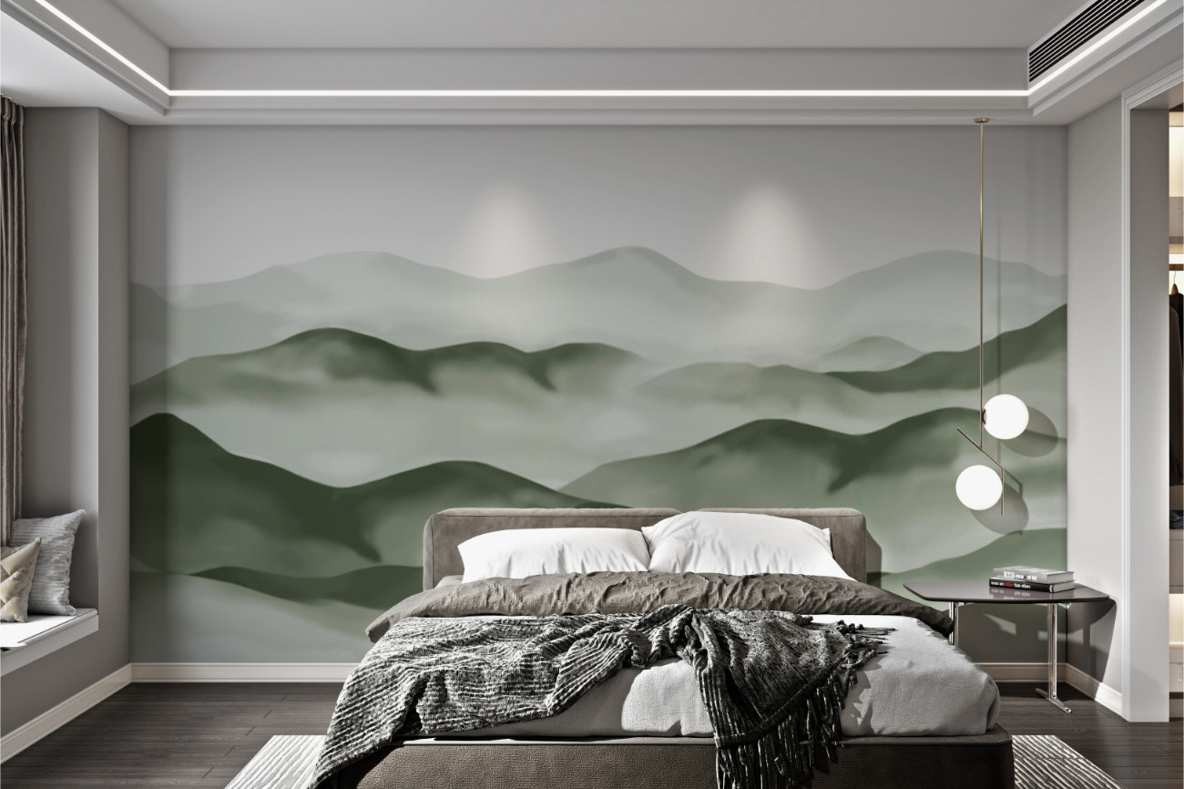 Foggy Mountain Range Wall Mural