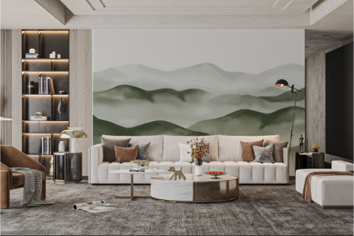 Foggy Mountain Range Wall Mural