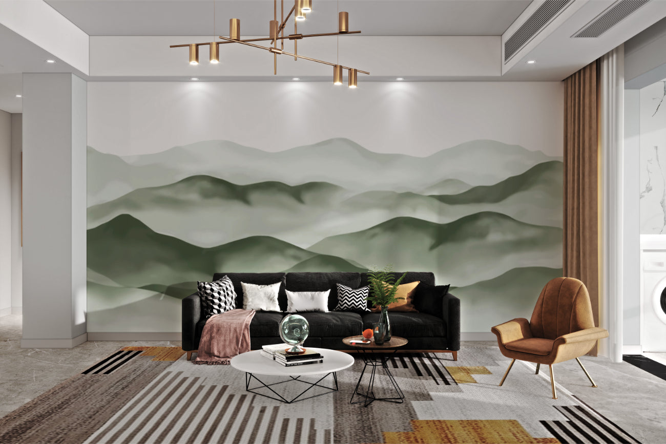 Foggy Mountain Range Wall Mural