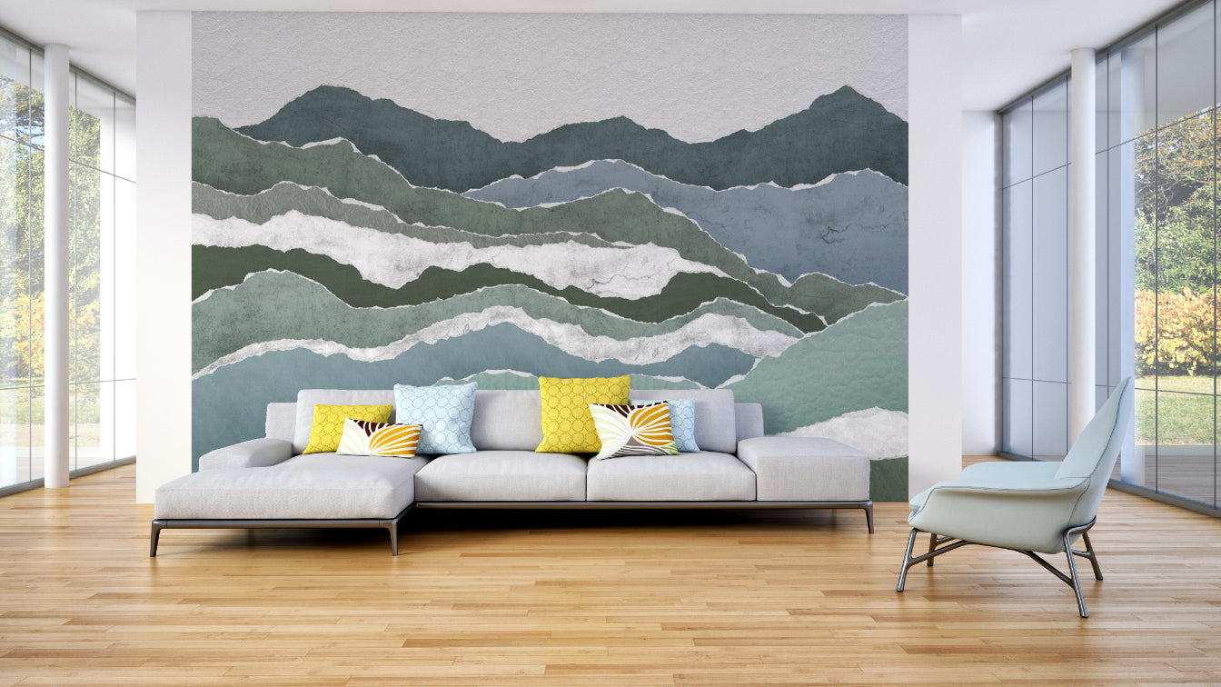 Textured Green Peaks Wallpaper Mural