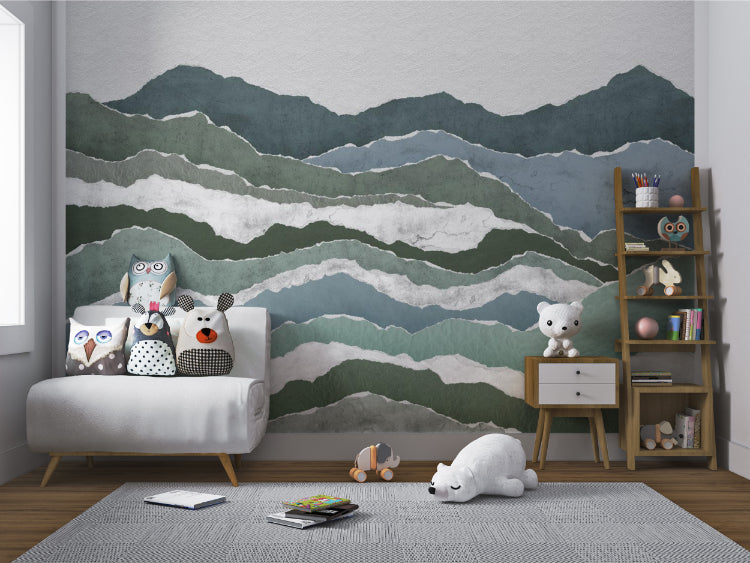 Textured Green Peaks Wallpaper Mural