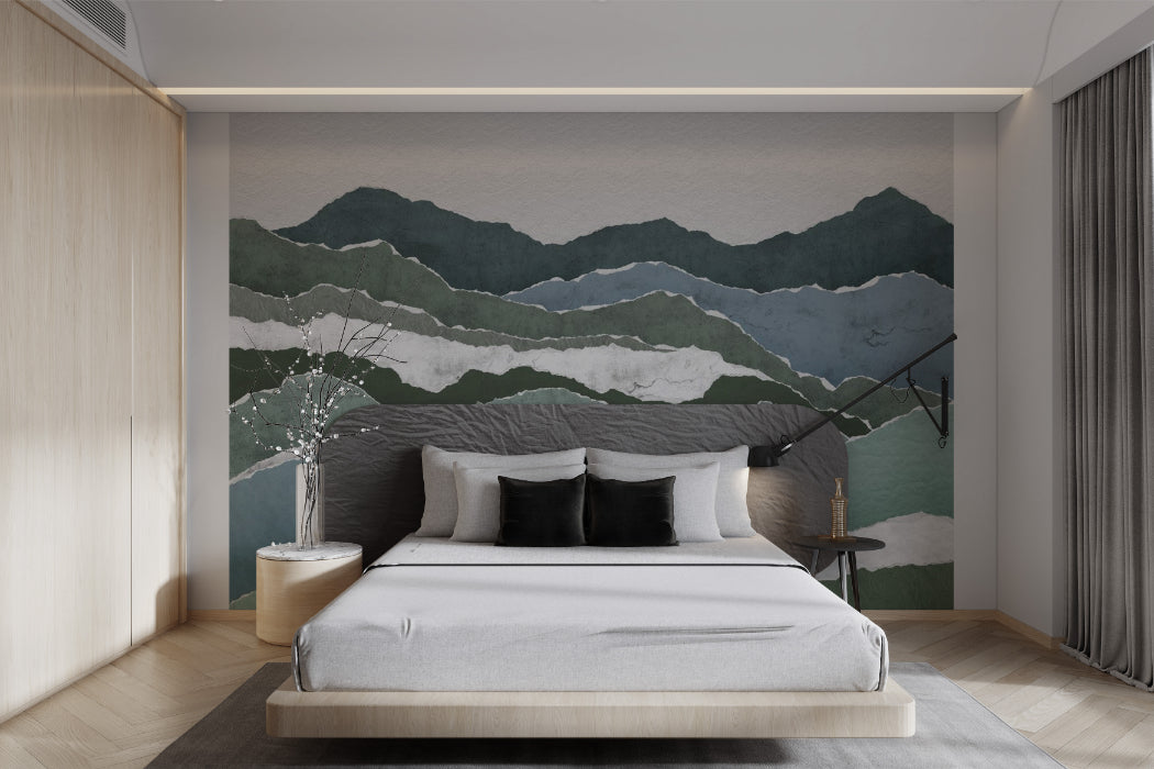 Textured Green Peaks Wallpaper Mural