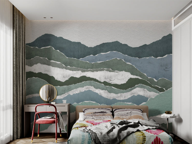 Textured Green Peaks Wallpaper Mural