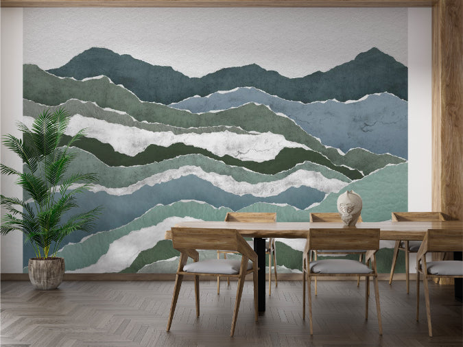 Textured Green Peaks Wallpaper Mural