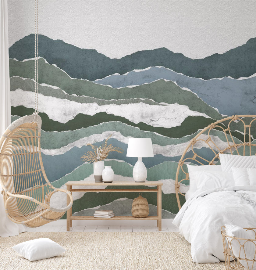 Textured Green Peaks Wallpaper Mural