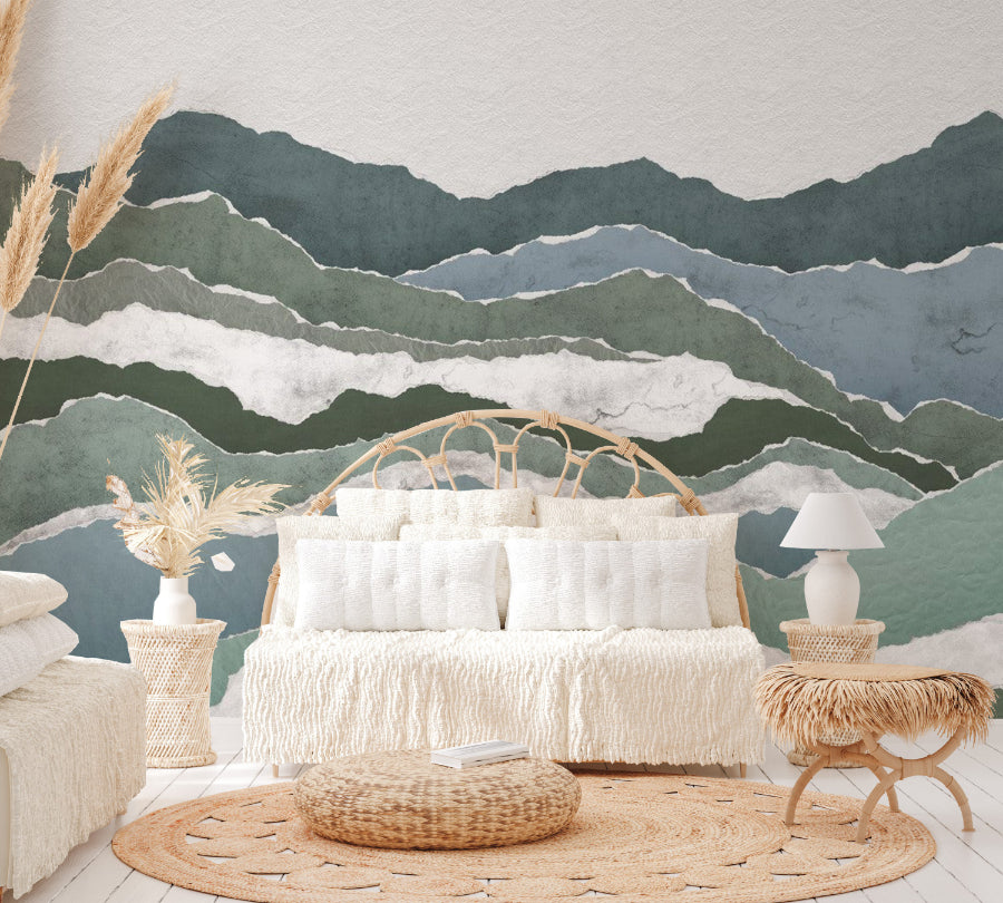 Textured Green Peaks Wallpaper Mural