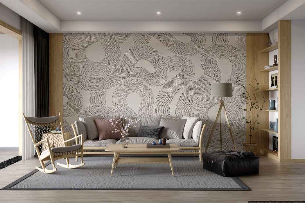 Curved Line Abstract Wallpaper Mural