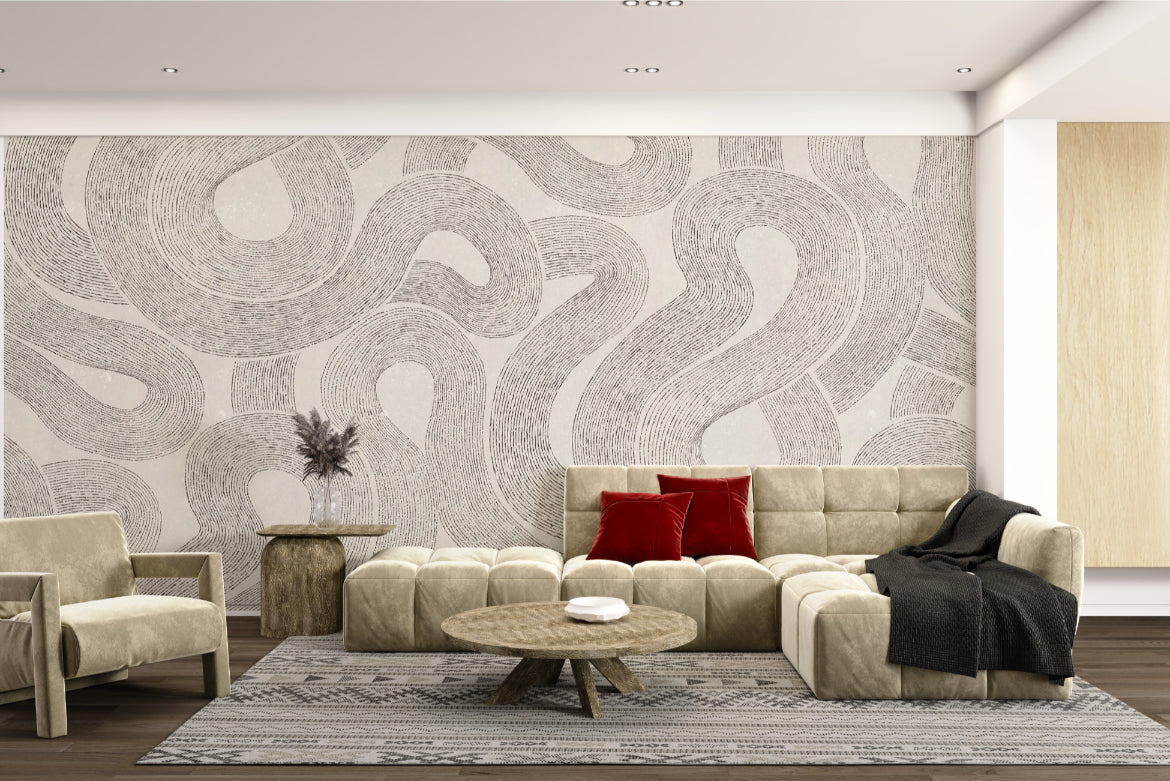 Curved Line Abstract Wallpaper Mural