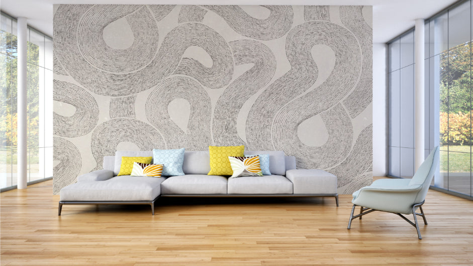 Curved Line Abstract Wallpaper Mural