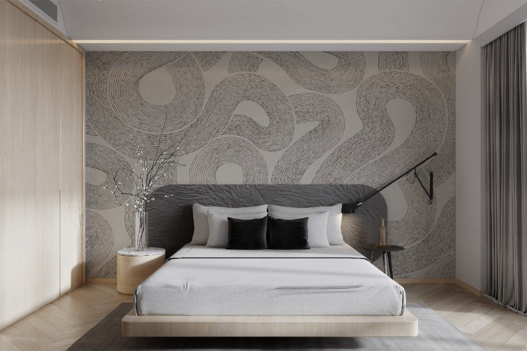 Curved Line Abstract Wallpaper Mural