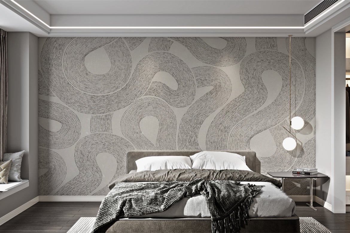 Curved Line Abstract Wallpaper Mural