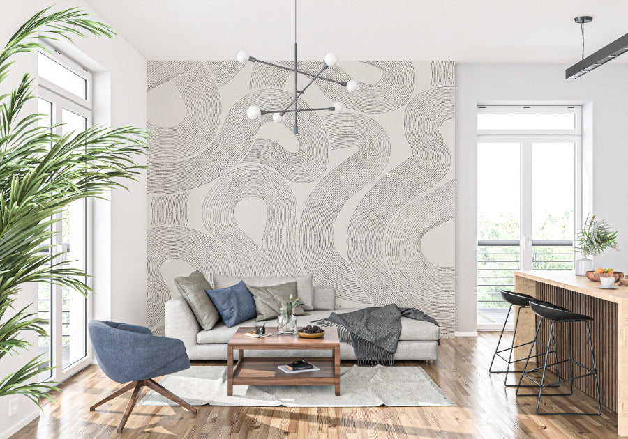 Curved Line Abstract Wallpaper Mural