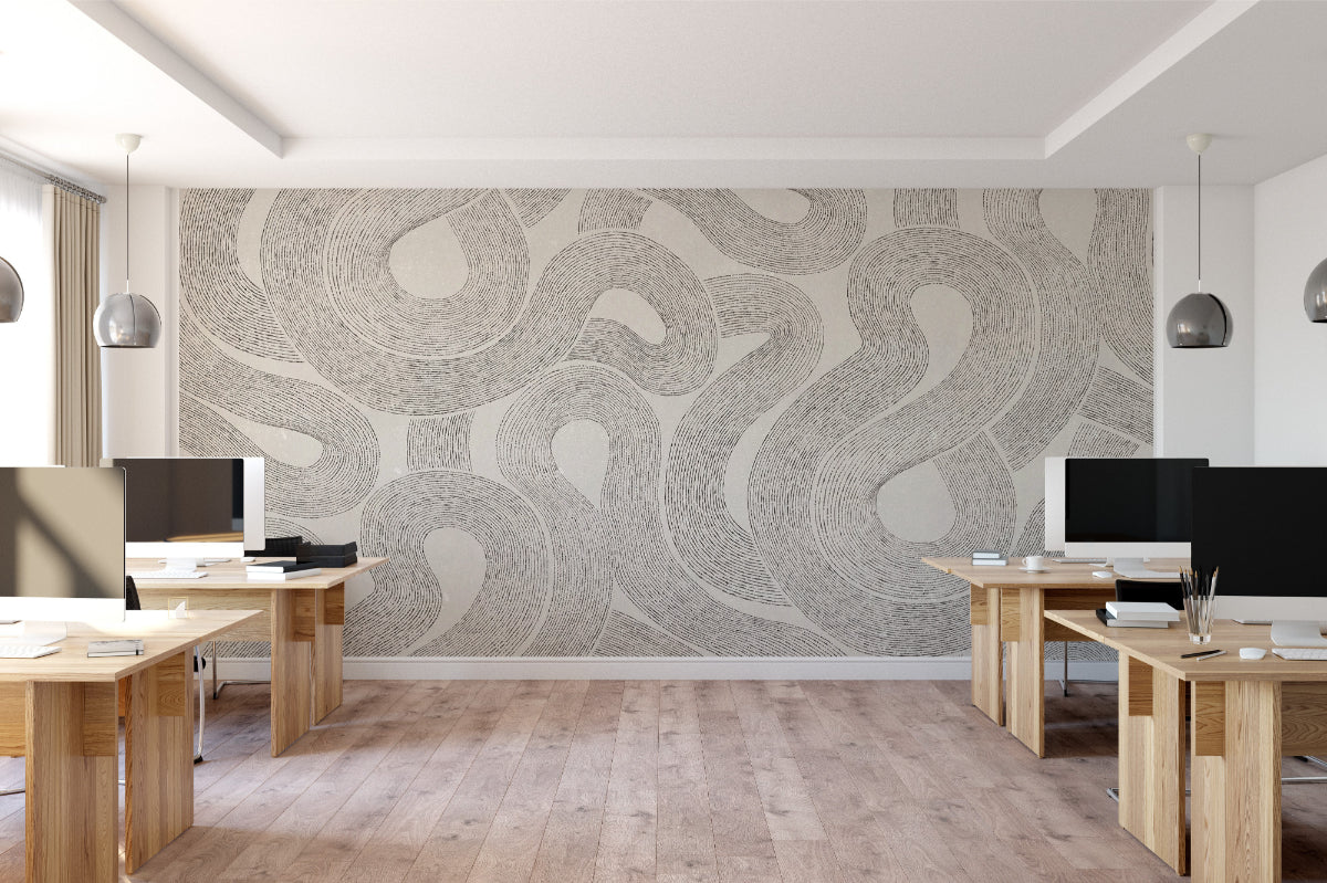 Curved Line Abstract Wallpaper Mural