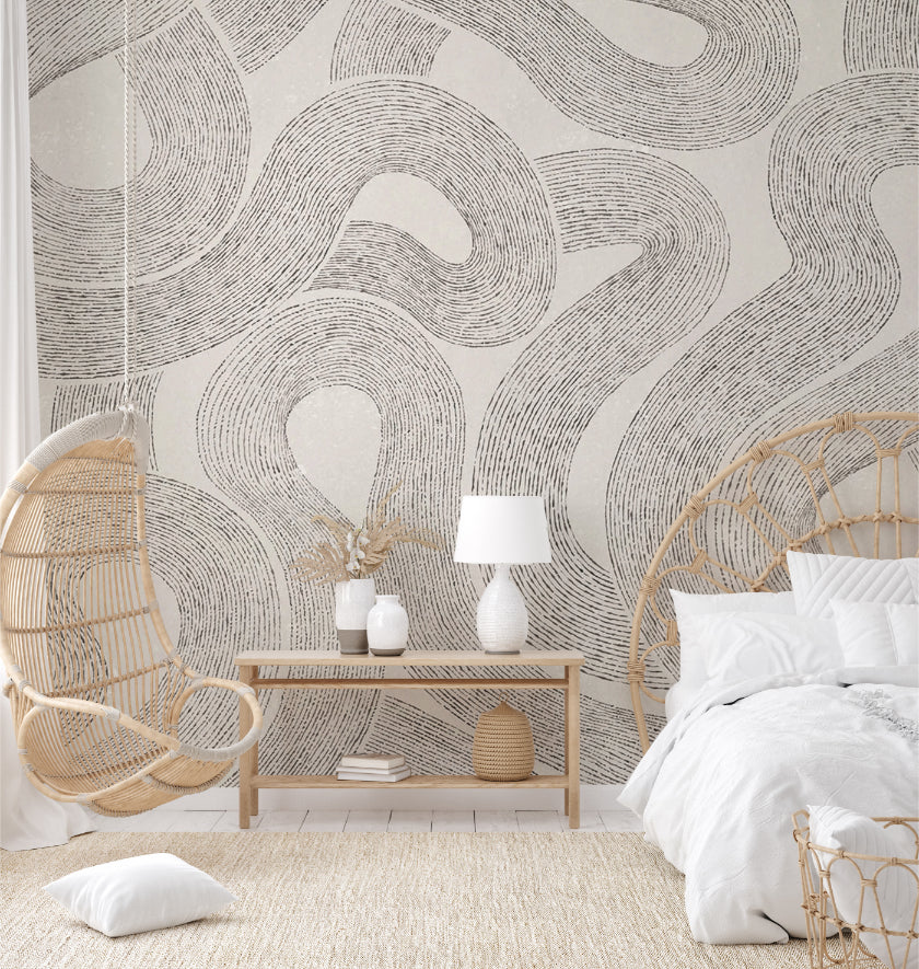 Curved Line Abstract Wallpaper Mural