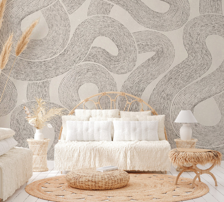 Curved Line Abstract Wallpaper Mural