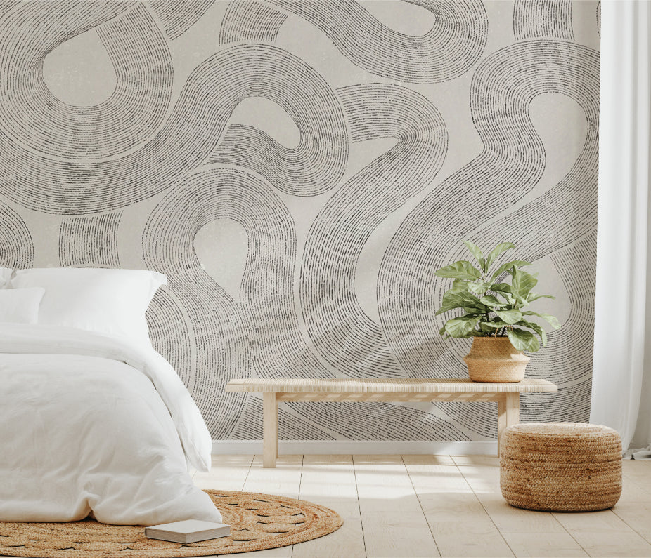 Curved Line Abstract Wallpaper Mural