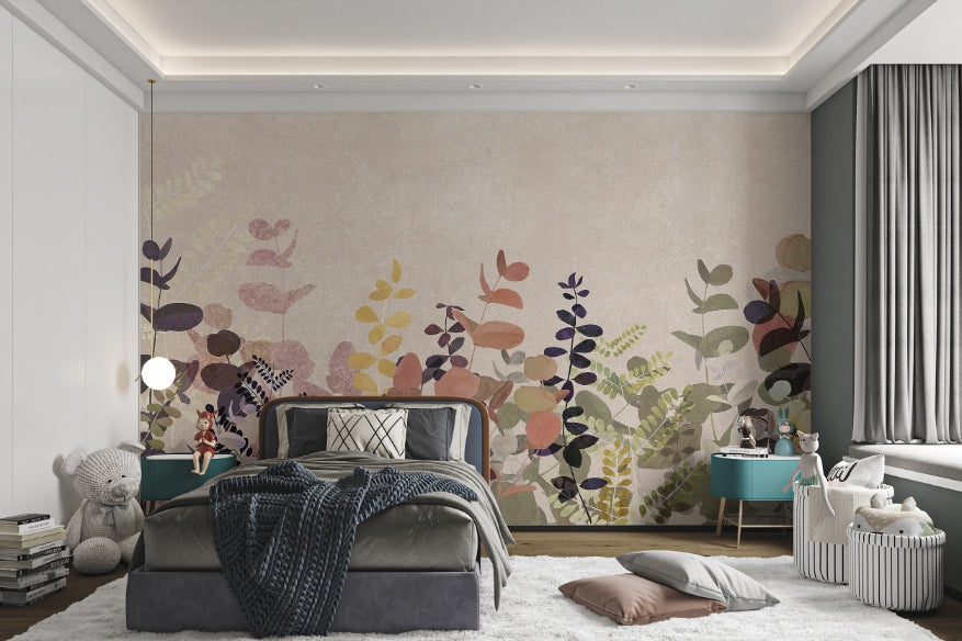 Autumn Leaves Watercolor Wallpaper Mural