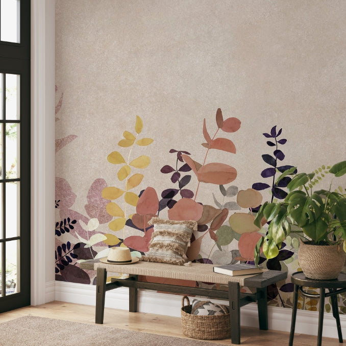 Autumn Leaves Watercolor Wallpaper Mural