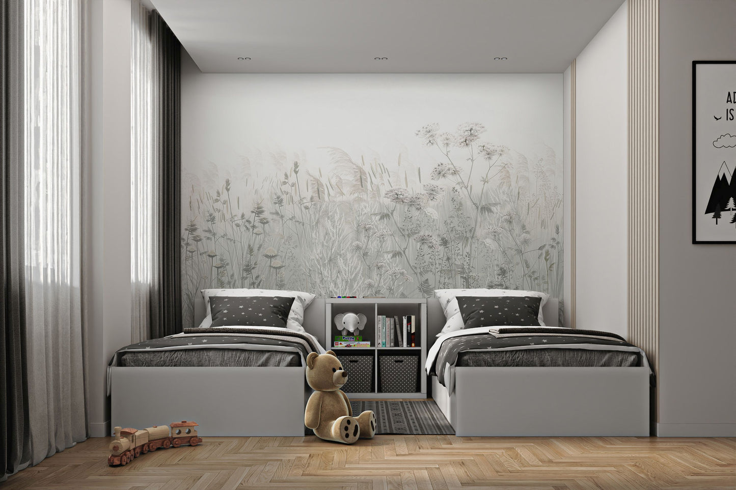 Soft Wildflower Fields Wallpaper Mural