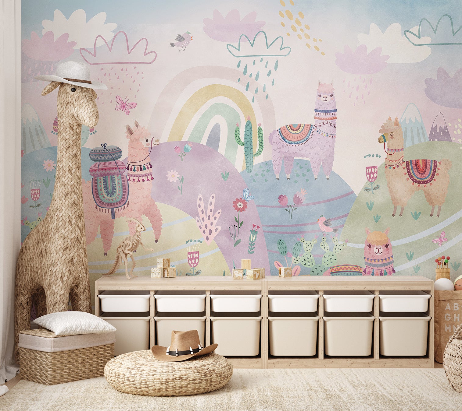 Pastel Mountains Kids Wall Mural