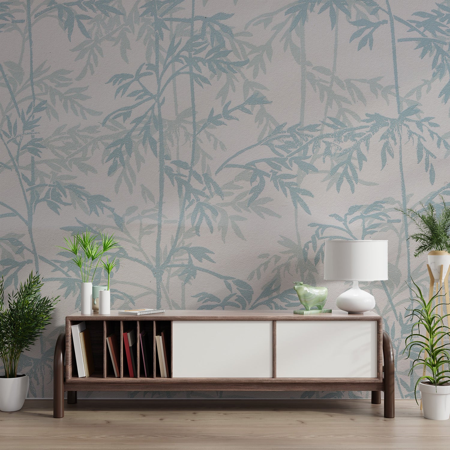 Botanical blue vine pattern wallpaper
