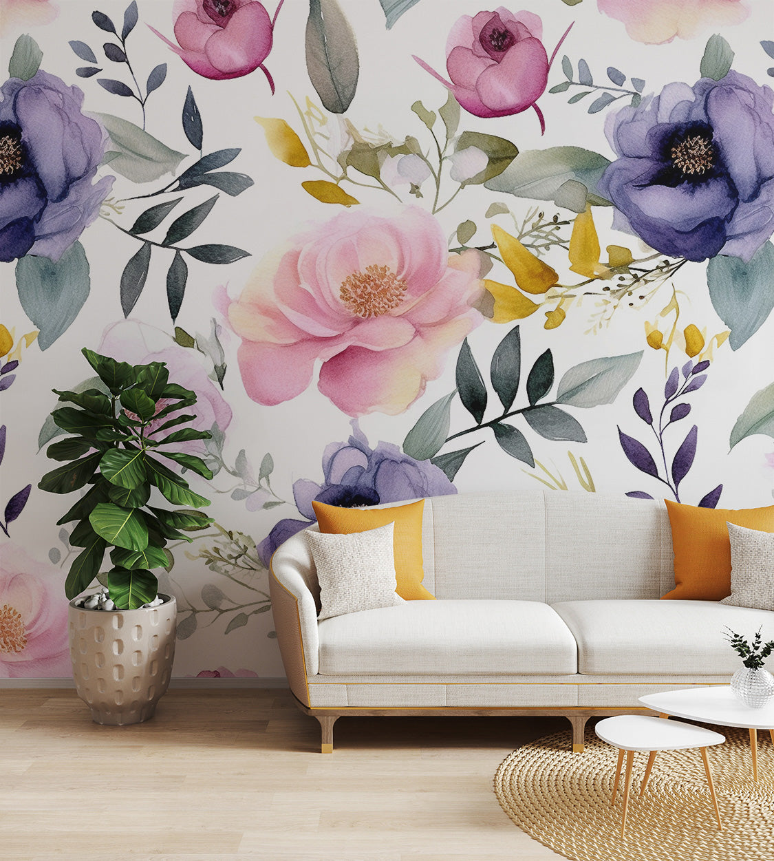 Delicate pastel floral pattern wallpaper
