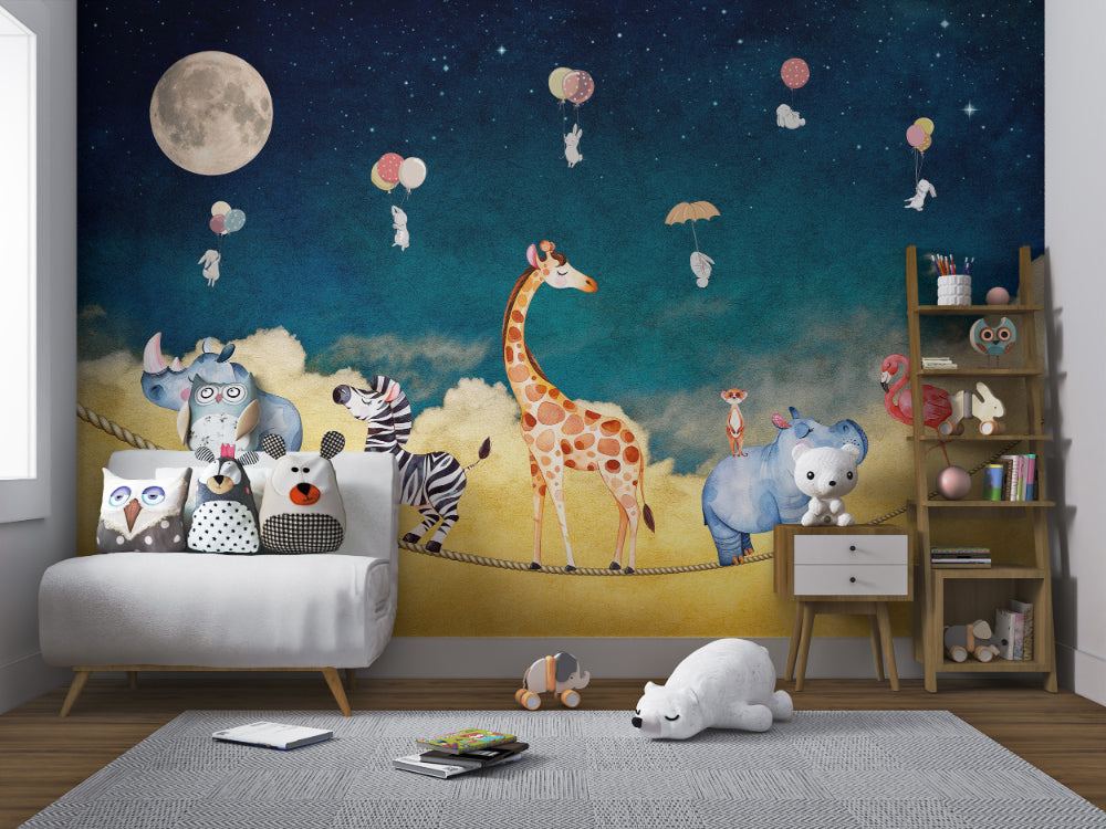 Night Sky Safari Wall Mural