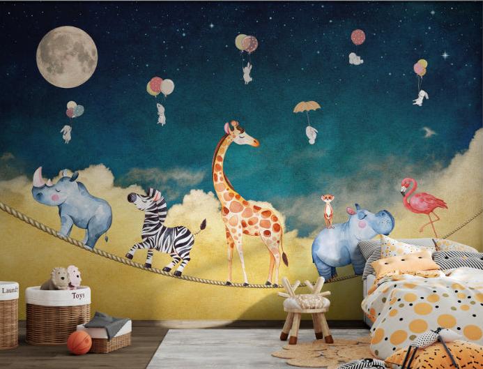 Night Sky Safari Wall Mural